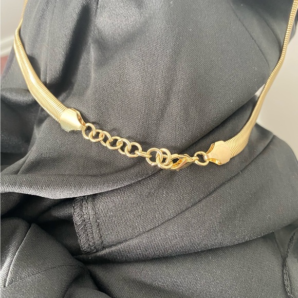 BOSTON PROPER Gold Chain Size 6 Black Halter Dress - Picture 7 of 9